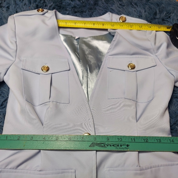 Sky blue v-neck pocket blazer suit jacket for women sz M - Picture 12 of 16